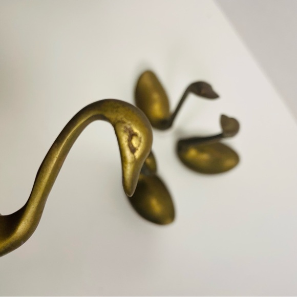 Vintage Made In Korea Brass Geese Gaggle Figurine Set of 4 - Picture 5 of 5